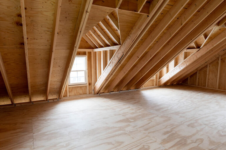 Attic in Amish built 2 car garage