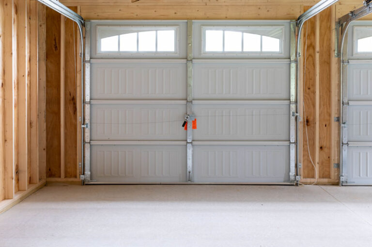 Garage door in Amish built garage