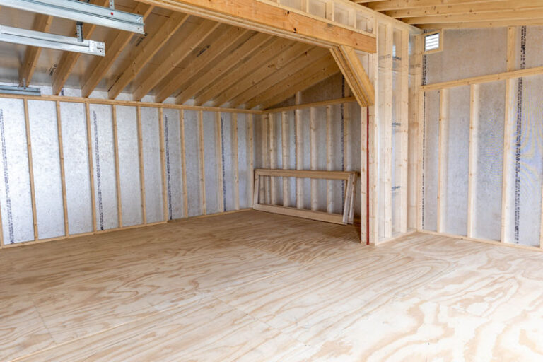 Interior of 2 car prefab garage.