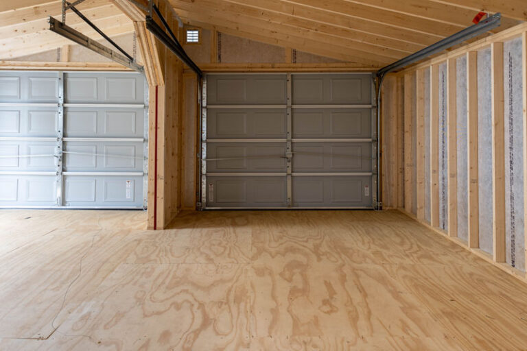 Interior of prefab 2 car garage