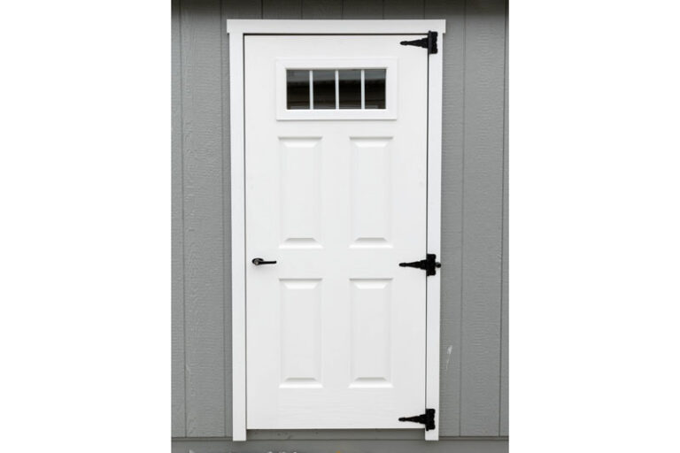 White man door in gray wall