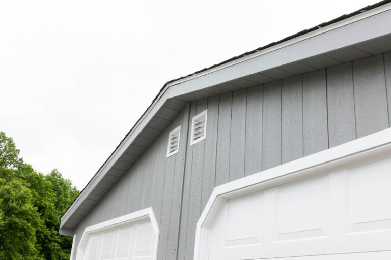 eaves of 2 car prefab garage