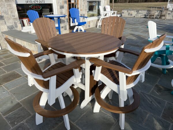 Mahogany and white Amish crafted poly outdoor dining set for sale in Denton, MD