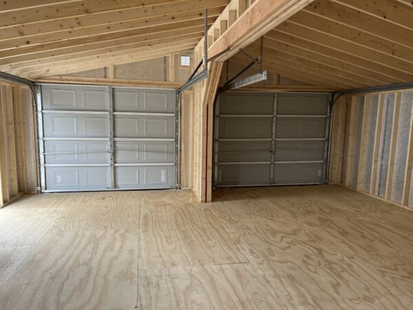 Interior of 2 car prefab garage for sale in Denton, MD