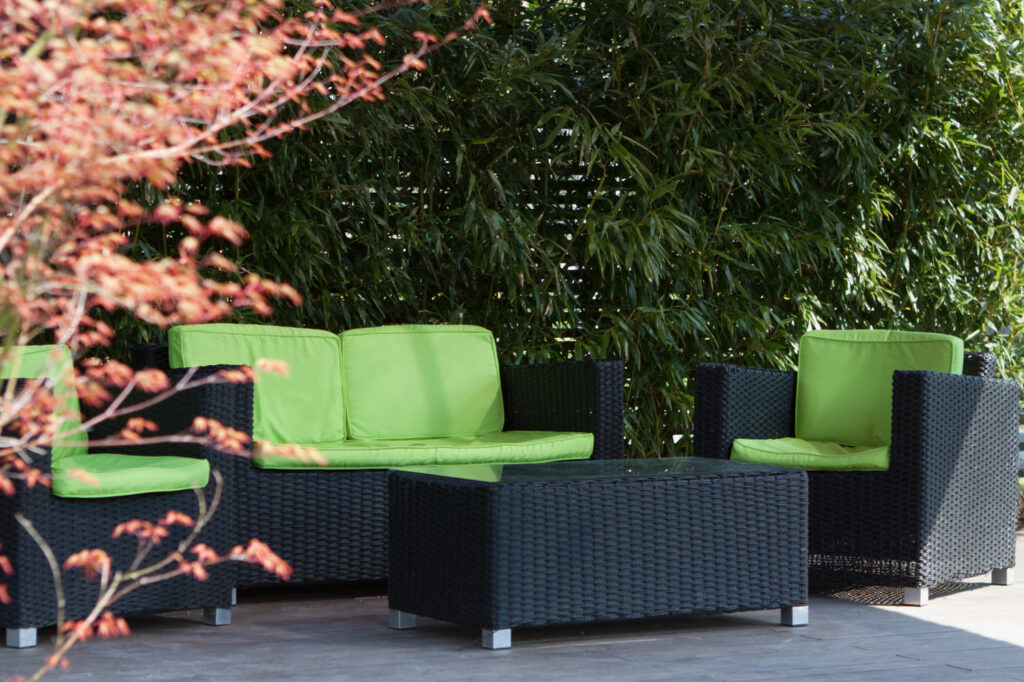 Green & black wicker patio furniture