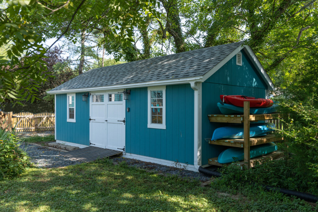 Shed with Kayaks beside it