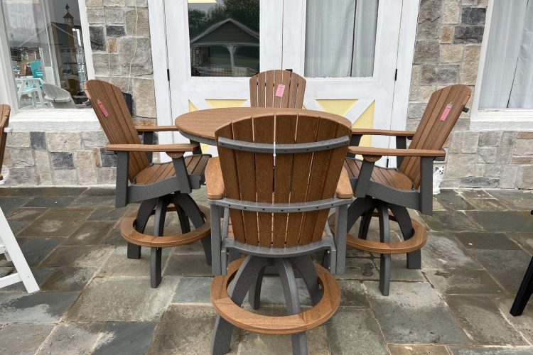 Mahogany and gray poly outdoor dining furniture for sale in Denton, MD