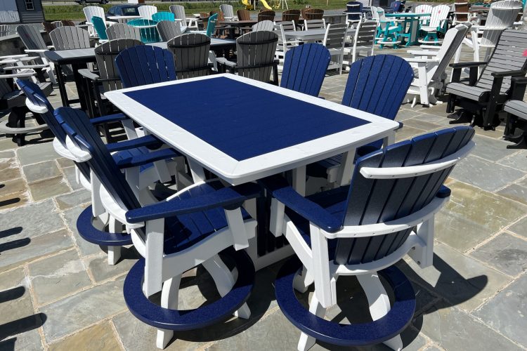 Blue and white Amish crafted poly dining set for sale in Denton, MD