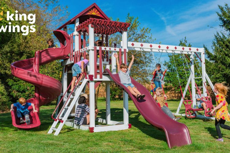 The Captain's Castle vinyl swing set by King Swings for sale in Denton, MD