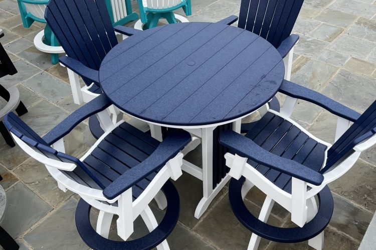 Blue and white poly dining furniture for sale in Denton, MD
