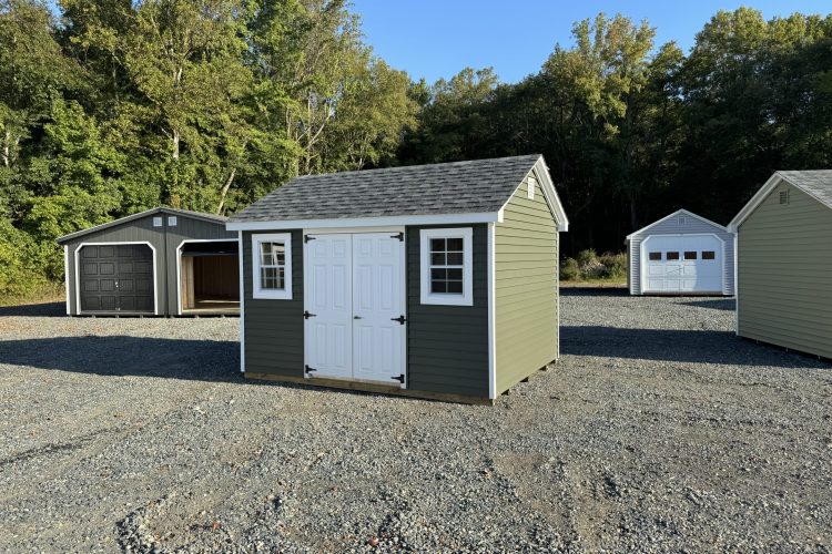 Green and white storage shed for sale in Denton, MD